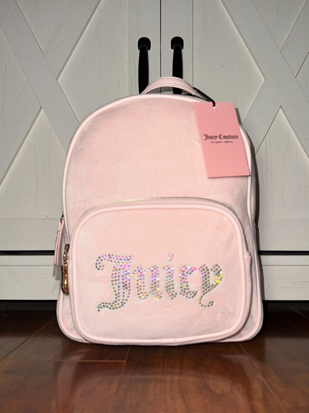 Juicy Couture Obsession Backpack in Powder Blush with Rhinestone Embellishment